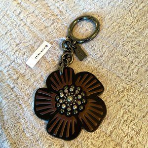 NWT Coach Tea Rose Bag Charm/ Keychain Black